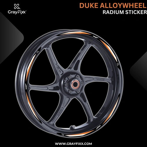 Alloy Wheel Radium Sticker For Duke 125/200/390 | Printed In Premium Radium With FPF(Fade Protection Film), Water Proof, Precut Sticker, Pack Of 12